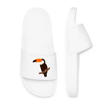 Toucan on a branch – colorful illustration - Women’s Pool Sliders - white - Front