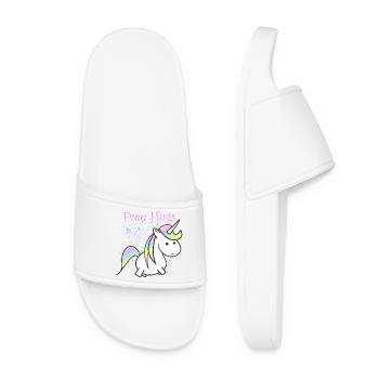 Câlins gratuits de licornes arc-en-ciel pastel - Claquettes Femme - blanc - Devant