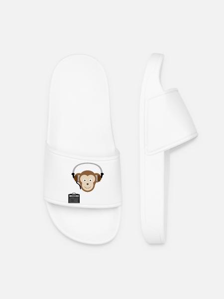 Monkey with headphones music - Women’s Pool Sliders - white