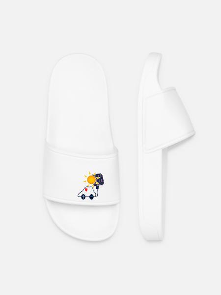 Solar Power Car with Solar Panel - Women’s Pool Sliders - white