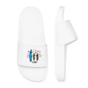 He did it - wasco crayons - Women’s Pool Sliders - white - Front