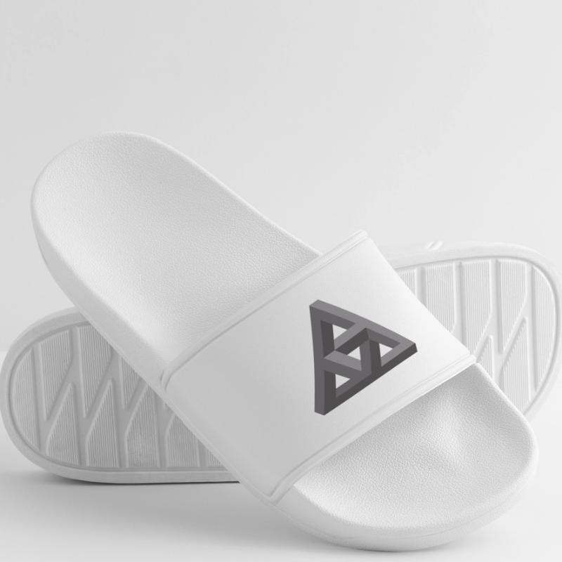 Abstract Geometry Pattern in Gray Women’s Pool Sliders