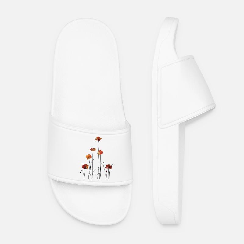 Mohnblumen Silhouette Design - Frauen Badelatschen - Weiß