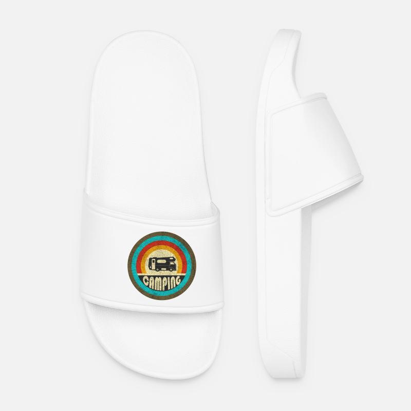 Camping Vintage Design / Geschenkidee - Frauen Badelatschen - Weiß