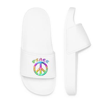 Flower Power Peace Sign Hippie Peace Symbol - Women’s Pool Sliders - white - Front
