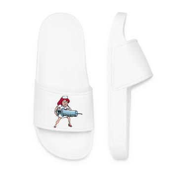 Nurse syringe injection vaccination profession - Women’s Pool Sliders - white - Front