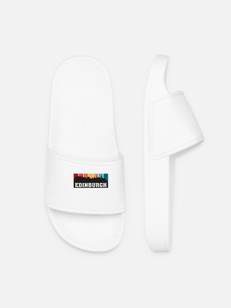 Edinburgh Scotland Travel Souvenir City Skyline - Women’s Pool Sliders - white