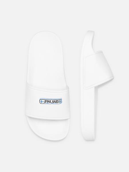 Finlande Voyage Souvenir Landmark Drapeau Finlandais - Claquettes Femme - blanc
