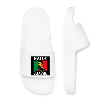 Haile Selassie Portrait in Reggae Style - Women’s Pool Sliders - white - Front