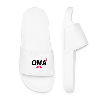 Oma hoch Zwei - Frauen Badelatschen - Weiß - Vorne
