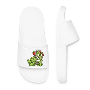 Gamer Snake with Headphones and Control - Women’s Pool Sliders - white - Front