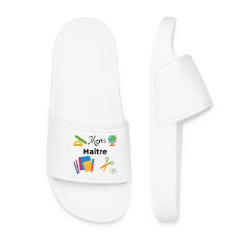 Merci Maître cadeau fin année scolaire instituteur - Claquettes Femme - blanc - Devant