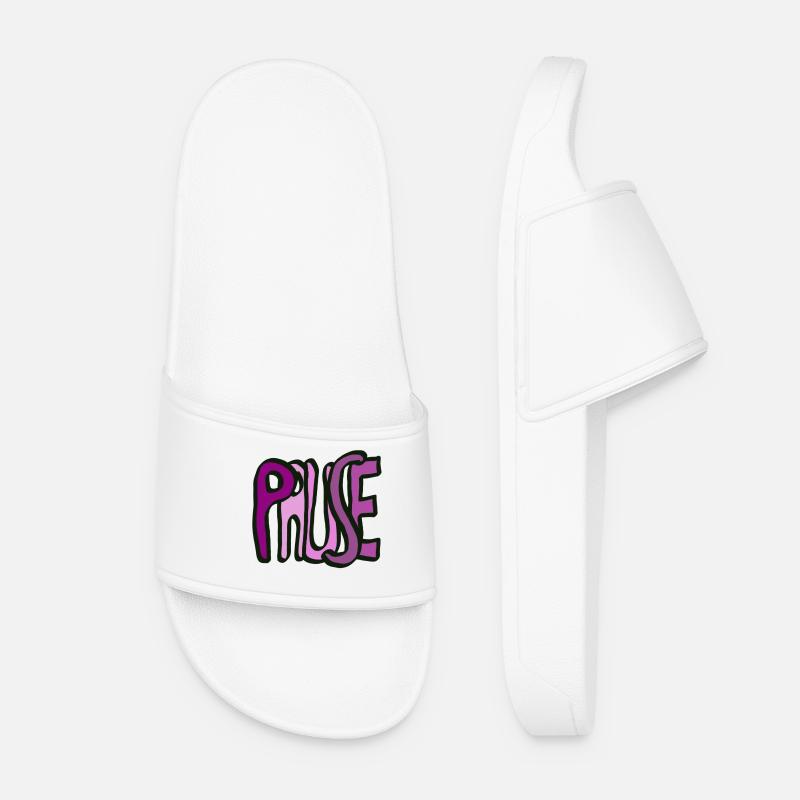 Lettering Pause - Women’s Pool Sliders - white