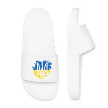 Drapeau trident ukrainien Brush - Claquettes Femme - blanc - Devant