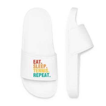Tennis Quote Eat Sleep Tennis Repeat - Women’s Pool Sliders - white - Front
