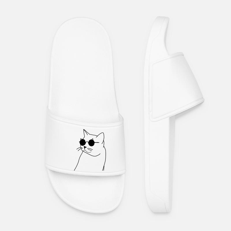 Katze mit Brille - Frauen Badelatschen - Weiß