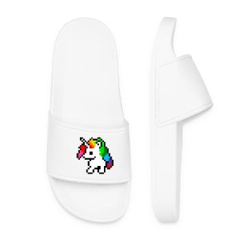 PixelEinhorn Regenbogen - Frauen Badelatschen - Weiß - Vorne