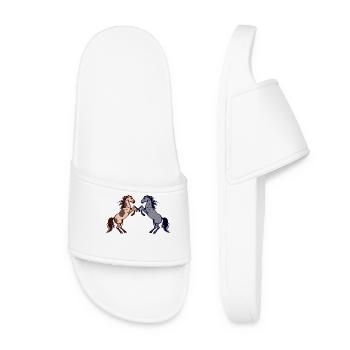 Icelandic Horses Horse Love Horse Fan Horses - Women’s Pool Sliders - white - Front