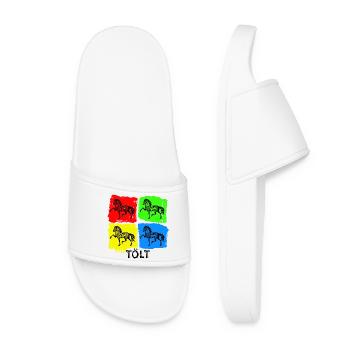 Horses Stallion Saying Icelandic Horses Horse Love Tölt - Women’s Pool Sliders - white - Front