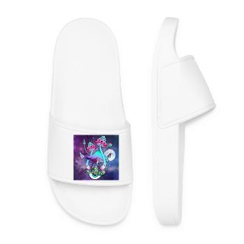 Magic Mushrooms Psychedelic Mushroom Art - Women’s Pool Sliders - white - Front