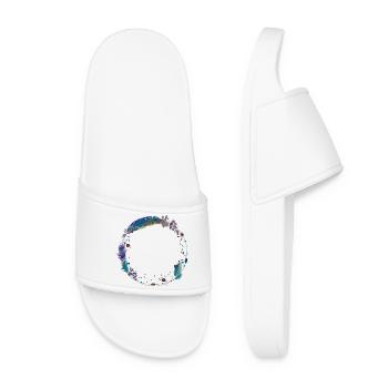 delicate frame made of feathers and ethno symbols - Women’s Pool Sliders - white - Front