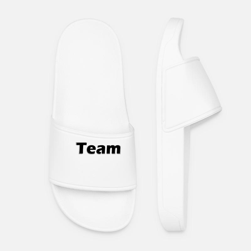 Monochrome Learning Typo Design: Team - Women’s Pool Sliders - white