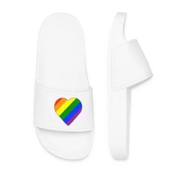 Regenbogen Herz - Frauen Badelatschen - Weiß - Vorne