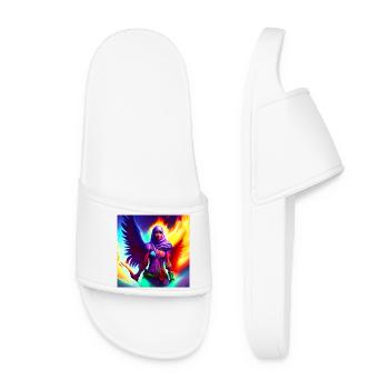 Muslimah Girl with Angel Wings Art - Women’s Pool Sliders - white - Front