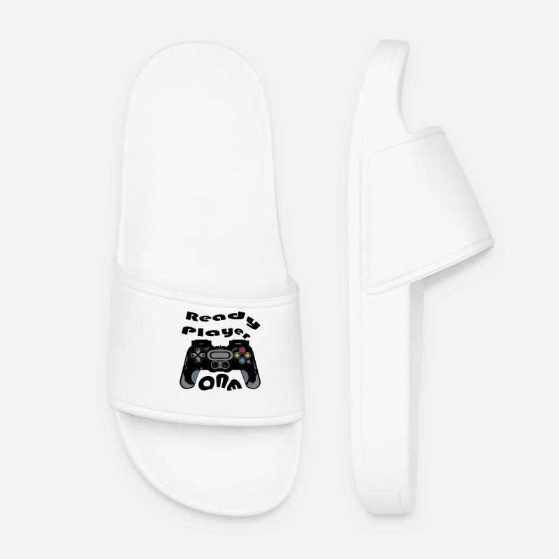 Retro Controller Silhouette - Women’s Pool Sliders - white