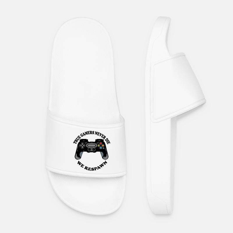 Gaming crab with controller icons - Women’s Pool Sliders - white