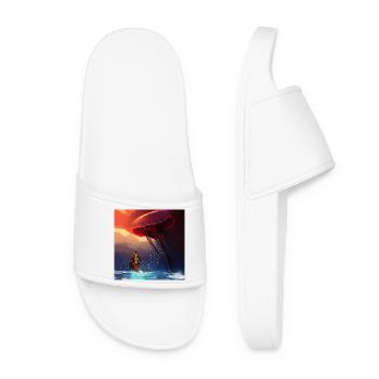 Awesome jellyfish with little mermaid - Women’s Pool Sliders - white - Front