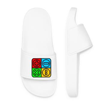 Calculer le logo avec quatre emblèmes de couleur noire soulignée - Claquettes Femme - blanc - Devant