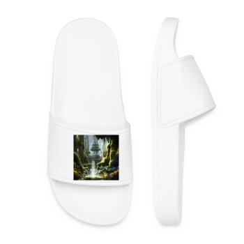 Fantasy landscape in the morning. - Women’s Pool Sliders - white - Front