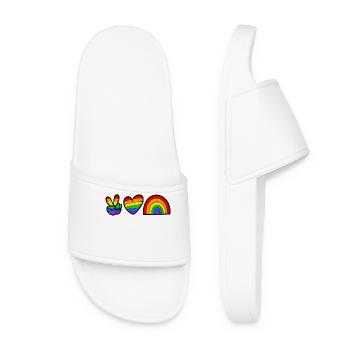 Rainbow Heart LGBT Fierté homosexuelle de droite - Claquettes Femme - blanc - Devant