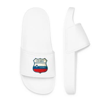 Kranj Slovenia flag coat of arms design - Women’s Pool Sliders - white - Front