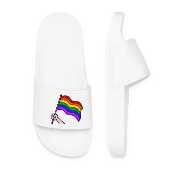 Drapeau arc-en-ciel Lgbt Sexualité homosexuelle - Claquettes Femme - blanc - Devant