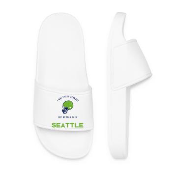 Seattle + USA + Germany + Team + Football + Fan - Women’s Pool Sliders - white - Front