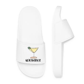 GLÜCKWUNSCH - ANLASS ANSTOßEN - LINE ART ALKOHOL - Frauen Badelatschen - Weiß - Vorne
