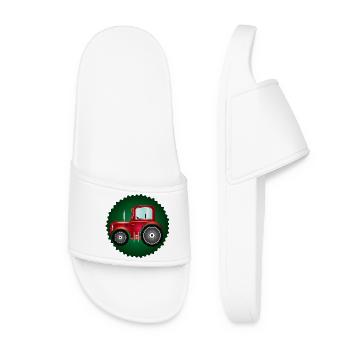 red tractor patch for tractor and farm fans - Women’s Pool Sliders - white - Front