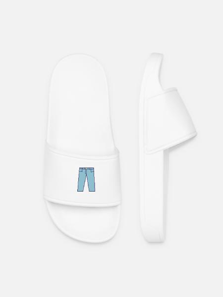 Pixel Jeans: Blau Retro - Frauen Badelatschen - Weiß