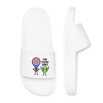 Padel Player Racket Statement Balls Padel Game - Women’s Pool Sliders - white - Front