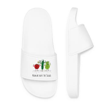 Denglish : Maintenant, nous avons la salade - légumes, légumes - Claquettes Femme - blanc - Devant