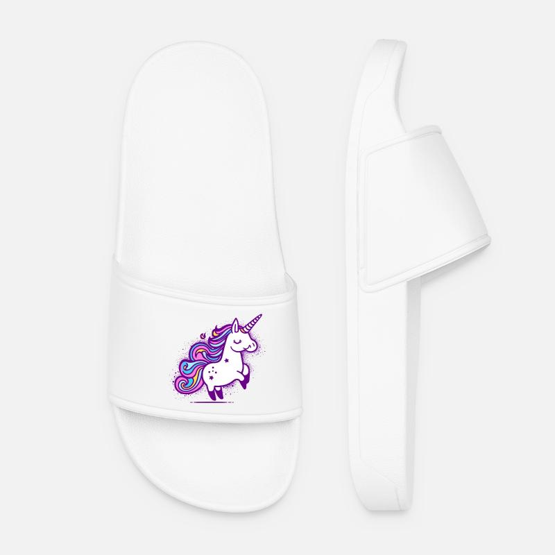 Skurriles Regenbogen-Einhorn-Design - Frauen Badelatschen - Weiß