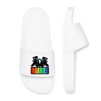 COUPLE LGBTQ MARIÉ - MARIAGE - MARIÉ GAY - Claquettes Femme - blanc - Devant