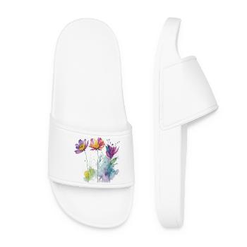 Aquarelle florale - Claquettes Femme - blanc - Devant