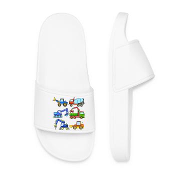 Construction Site Vehicles Vehicle - Women’s Pool Sliders - white - Front