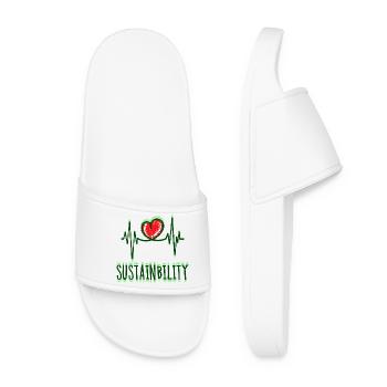 Environment Earth Heart Sustainability Statement Nature - Women’s Pool Sliders - white - Front