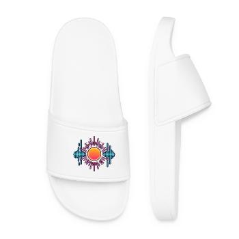 Neon Sun Sound Waves - Women’s Pool Sliders - white - Front