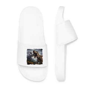T Rex Motorcyclist - Women’s Pool Sliders - white - Front