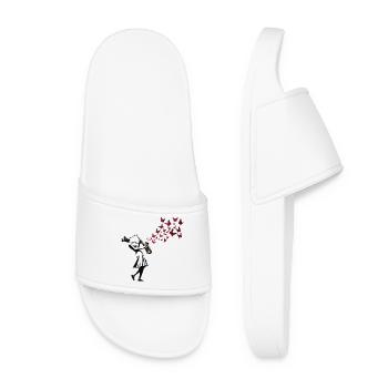 Saxophonist Music Butterflies Street Art Style - Women’s Pool Sliders - white - Front